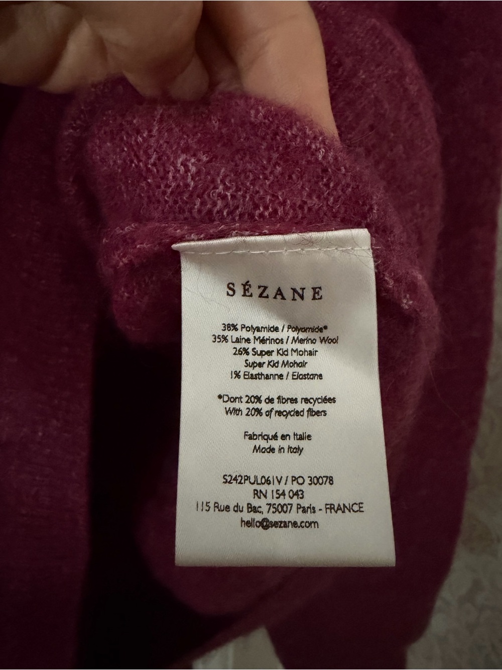 NWOT Sezane Louisa Sweater in RARE Figue color, size Small - Picture 6 of 6